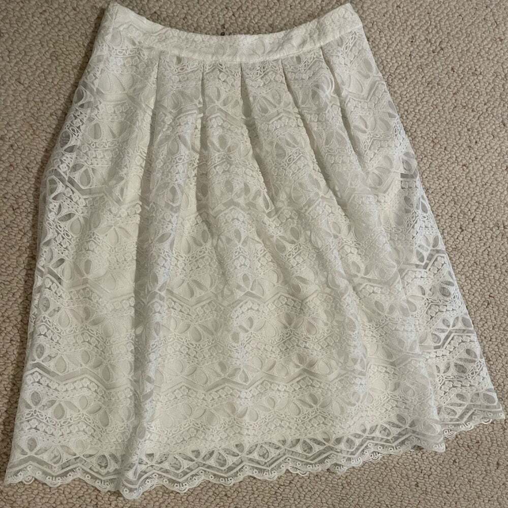 Gorgeous Mindy Mae’s Feminine Ivory Lace A-Line Skirt